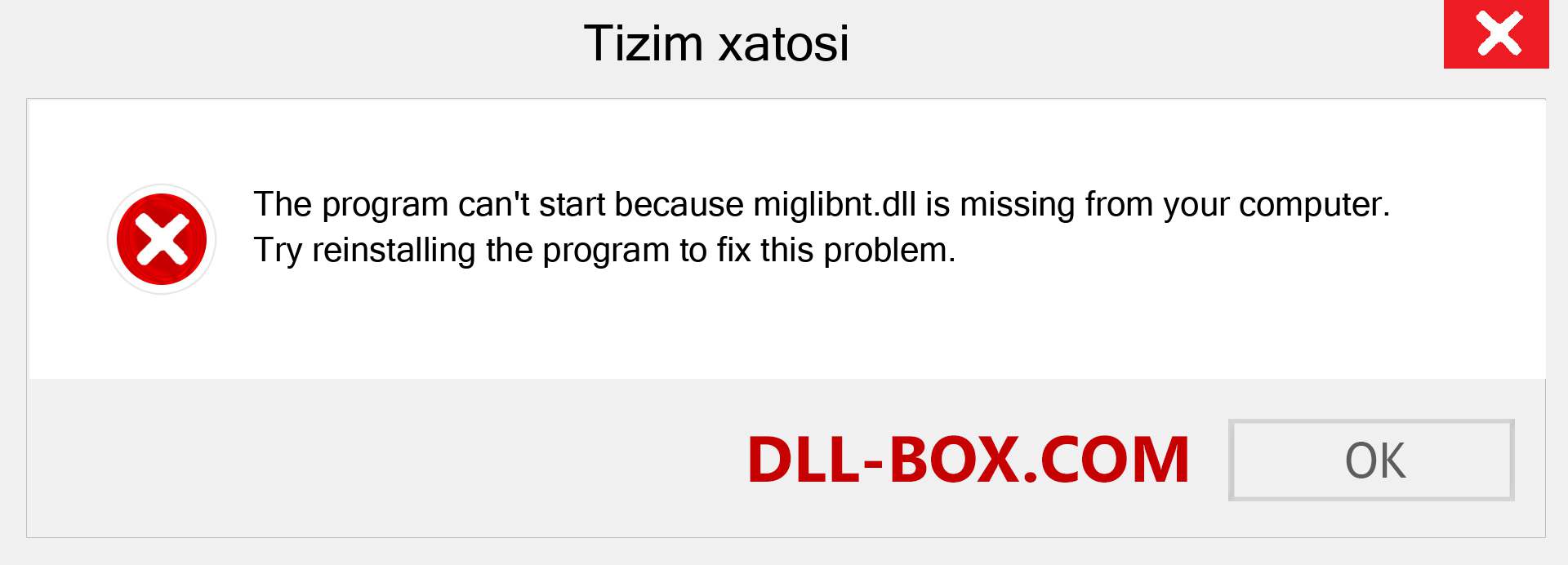 miglibnt.dll fayli yo'qolganmi?. Windows 7, 8, 10 uchun yuklab olish - Windowsda miglibnt dll etishmayotgan xatoni tuzating, rasmlar, rasmlar